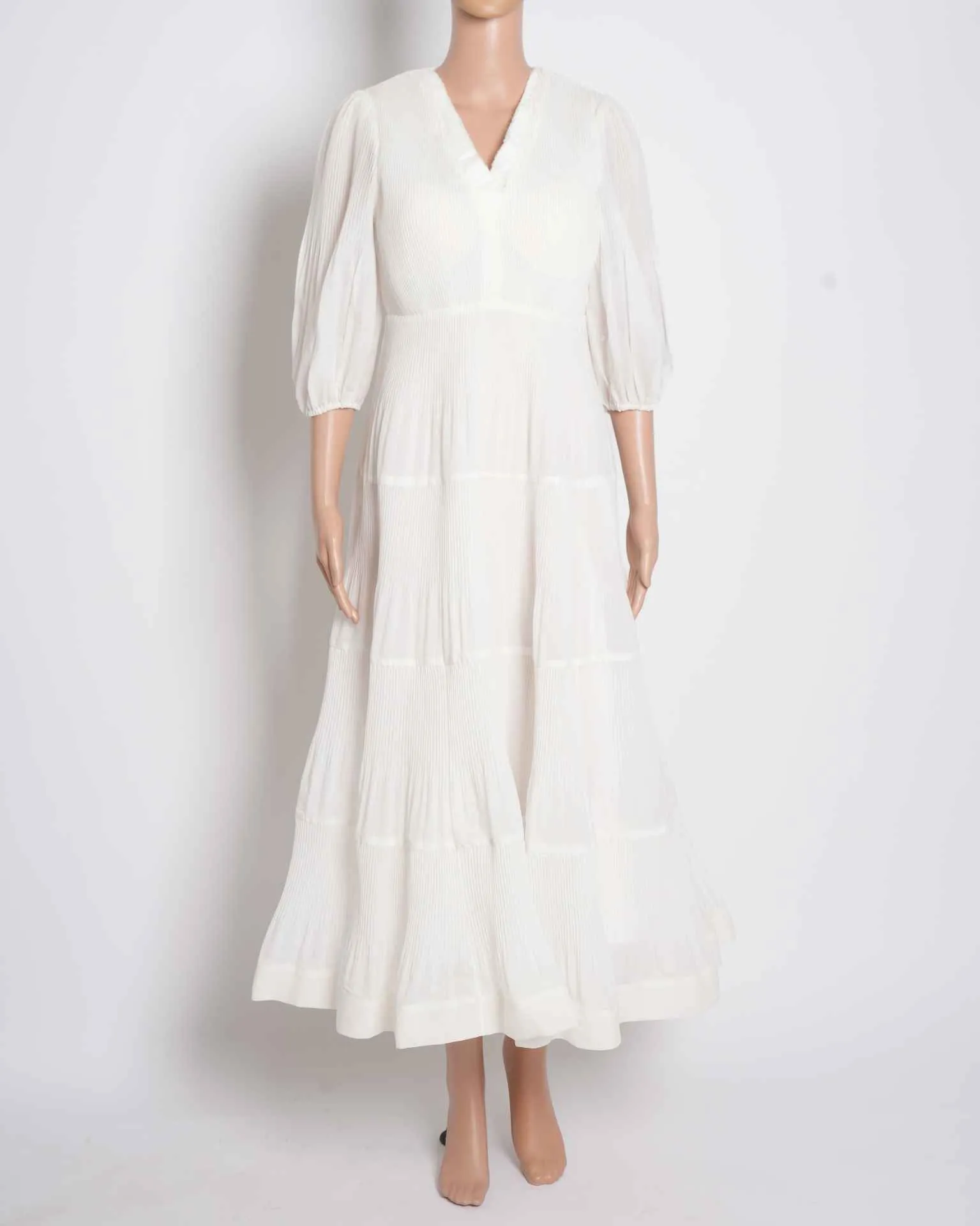 Zimmermann White Pleated Maxi Dress