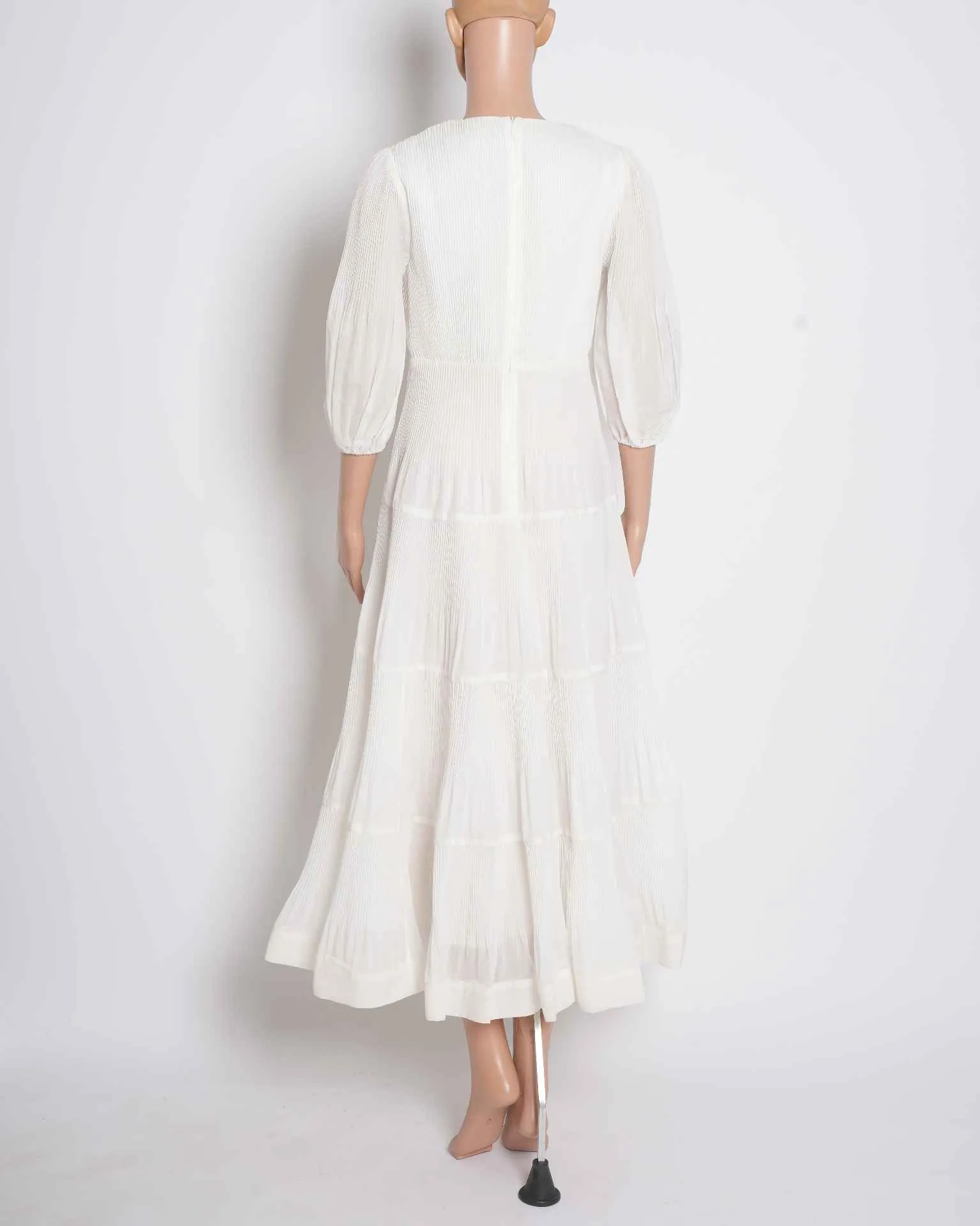 Zimmermann White Pleated Maxi Dress